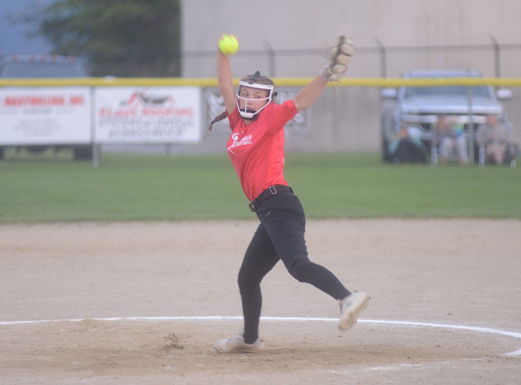 Mia Arpante pitching for Berkshire Fence